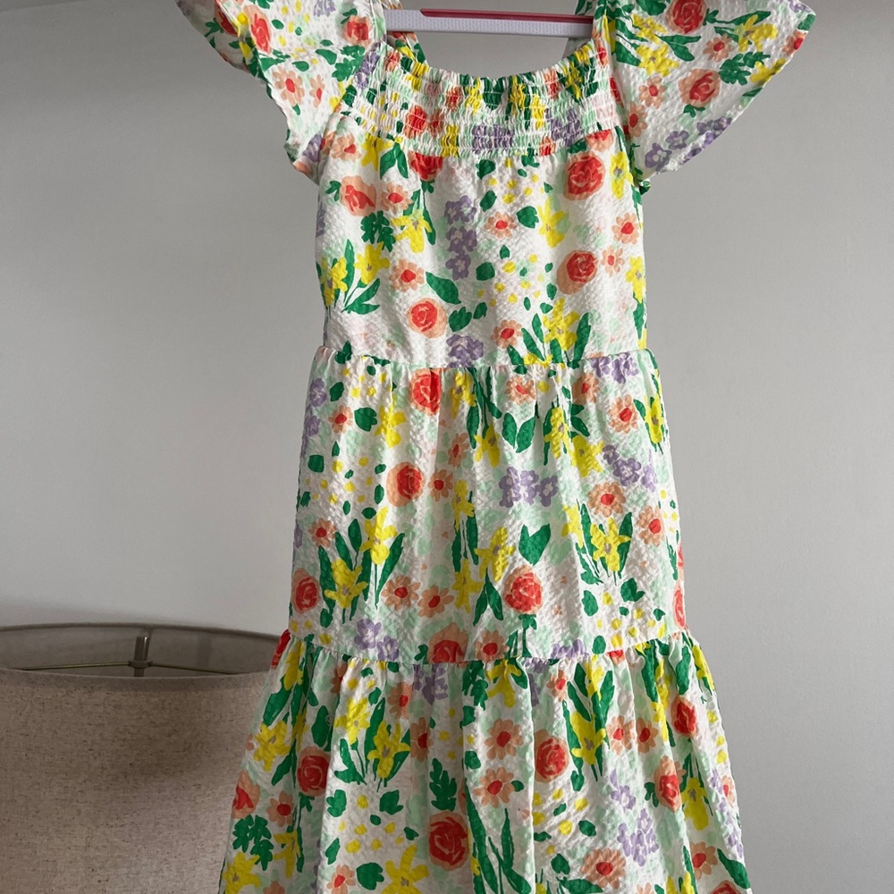 Cat & Jack Floral Dress with Ruffled Sleeves Girls 6/7